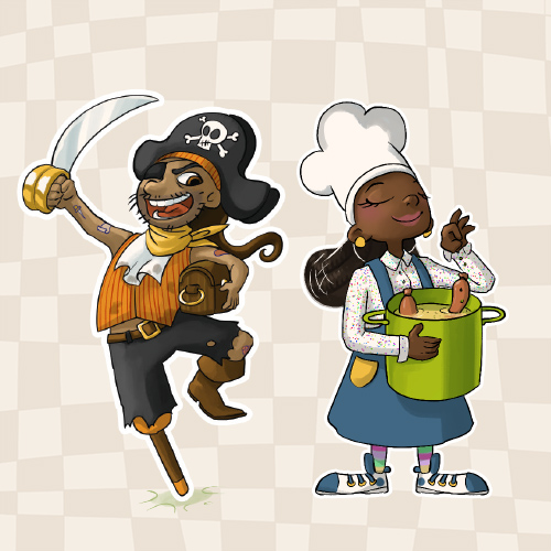 Word Card figure of a pirate and a cook